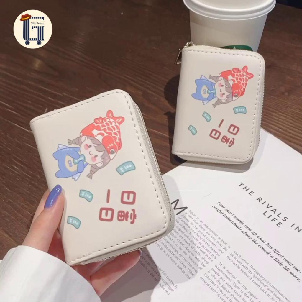 Ví Nữ Mini Cute Nhiều Ngăn Cầm Tay,phong cách hoạt hình,Chất liệu da Pu