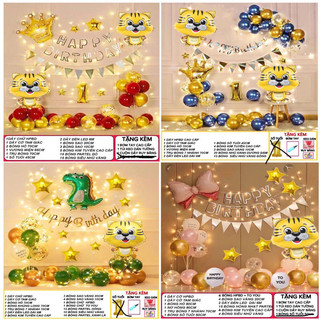 Set bóng trang trí thôi nôi sinh nhật tuổi hổ