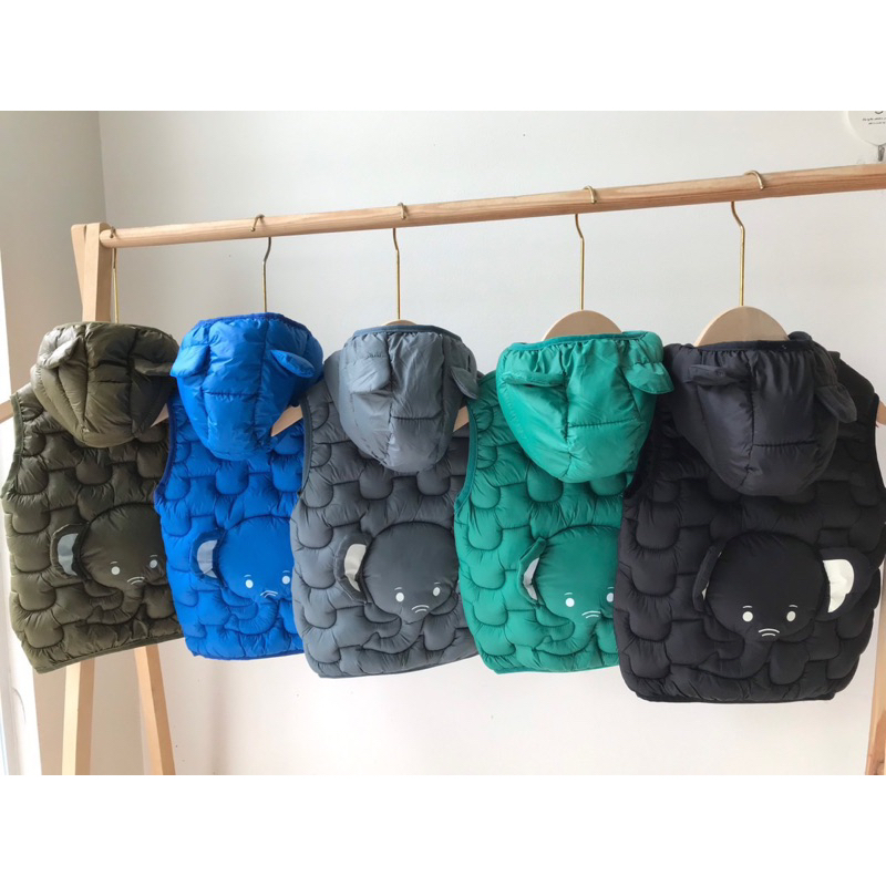 Áo phao gile lông vũ hình con voi cho bé từ 8-18kg cho bé trai