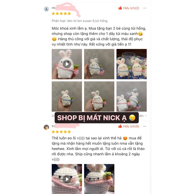 Móc khoá thỏ con đeo túi cà rốt siêu cute bằng len handmade 🐰