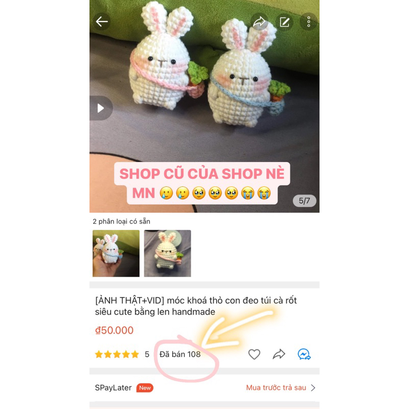 Móc khoá thỏ con đeo túi cà rốt siêu cute bằng len handmade 🐰