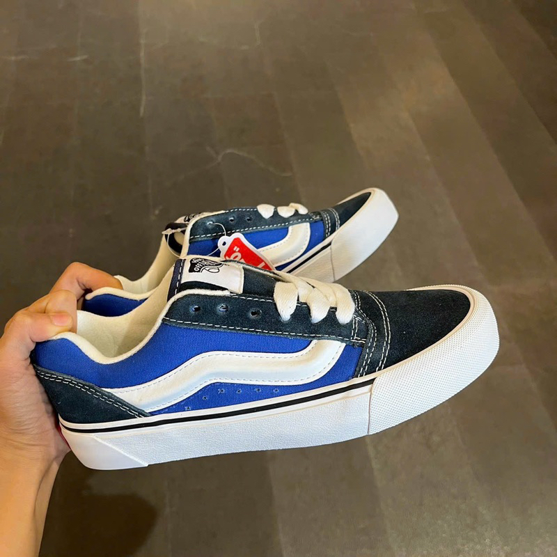 Giày Van Knu Skool Navy White Basic Lai Au Cao Cấp Fullbox