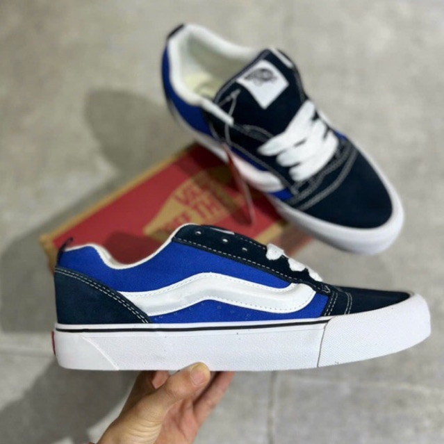 Giày Van Knu Skool Navy White Basic Lai Au Cao Cấp Fullbox