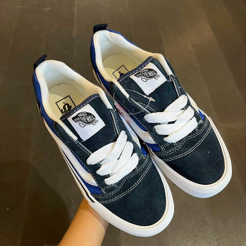 Giày Van Knu Skool Navy White Basic Lai Au Cao Cấp Fullbox