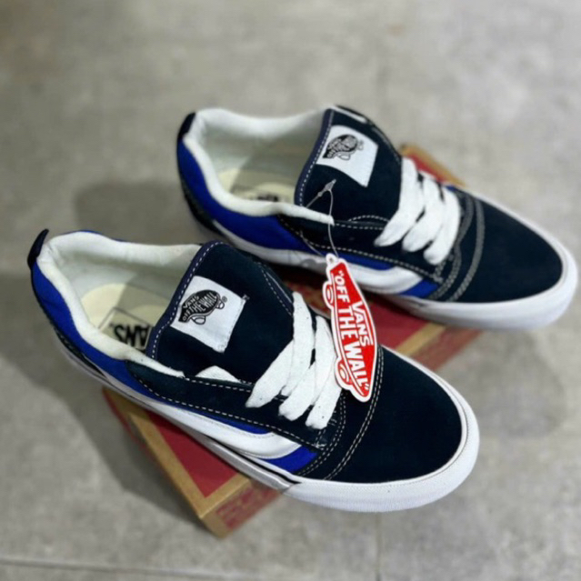 Giày Van Knu Skool Navy White Basic Lai Au Cao Cấp Fullbox