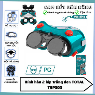 Kính hàn 2 lớp trắng đen TOTAL TSP303 , kính bảo hộ lao động bảo vệ mắt tránh tia sáng của máy hàn < HÀNG CHÍNH HÃNG >