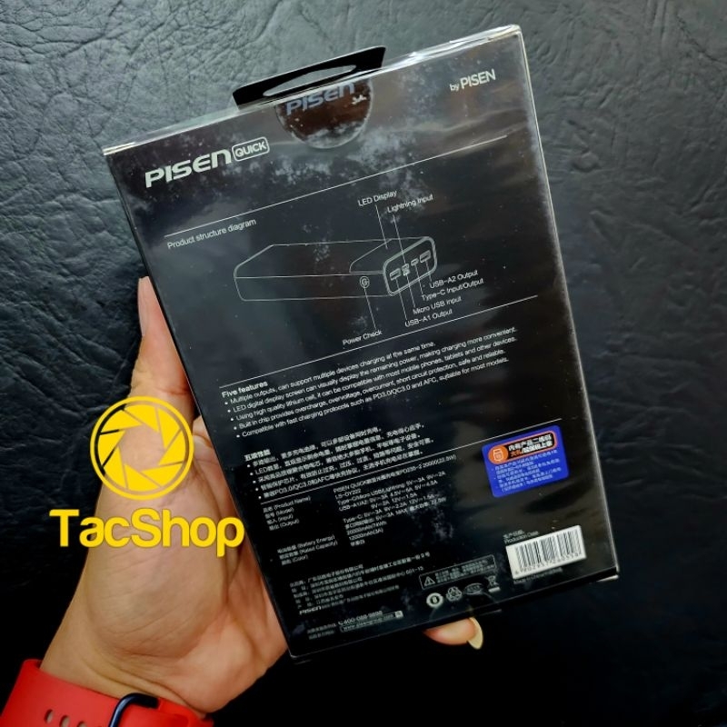 Pin sạc dự phòng Pisen Quick LS-DY222 20000mAh hỗ trợ sạc nhanh 22.5W Chính Hãng