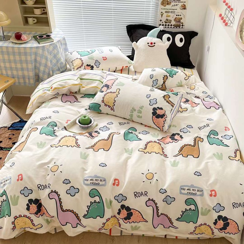 Bộ Chăn Ga Gối Cotton Living - 100% Cotton Hoạ Tiết Con Vật Ngộ Nghĩnh Cho Bé