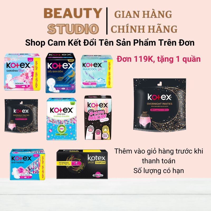 Băng Vệ Sinh Kotex Gói Siêu Tiết Kiệm 20 Miếng/ 12 Miếng/ 8 Miếng