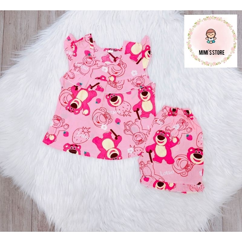 Đồ bộ tole, lanh 2 da  cho bé gái từ 5-7kg, kiểu tay cánh tiên quần ngắn, chất vải mềm, mát