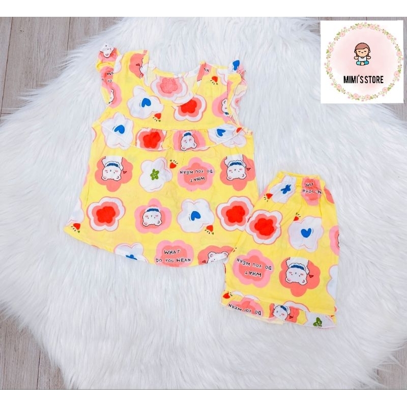 Đồ bộ tole, lanh 2 da  cho bé gái từ 5-7kg, kiểu tay cánh tiên quần ngắn, chất vải mềm, mát