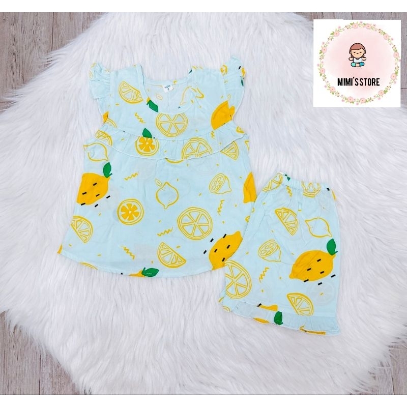 Đồ bộ tole, lanh 2 da  cho bé gái từ 5-7kg, kiểu tay cánh tiên quần ngắn, chất vải mềm, mát