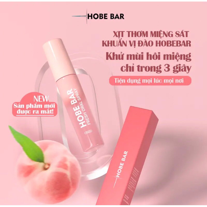 Combo 2 chai xịt thơm miệng Hobebar nhỏ gọn khử mùi hôi miệng với vị đào thanh ngọt dịu nhẹ giúp bạn tự tin hơn