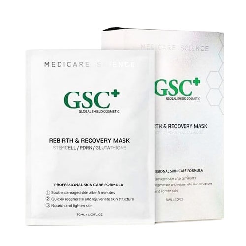 Hộp 10 gói mặt nạ tế bào gốc giảm sưng đỏ sau lăn phi kim GSC Rebirth & Recovery Mask chính hãng