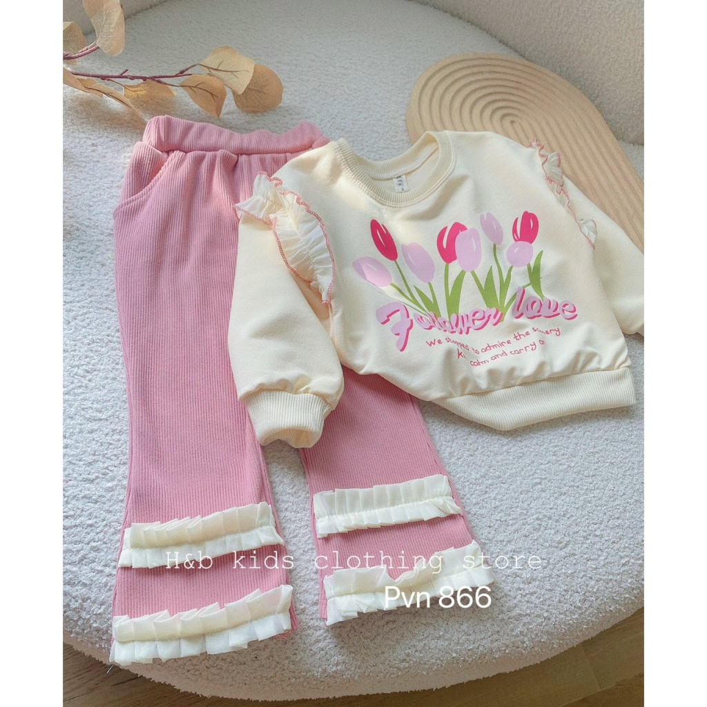 Bộ quần áo bánh bèo bé gái xinh sắn