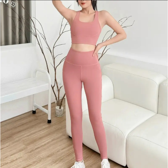 Bộ tập gym, yoga nữ, quần áo tập gym yoga aerobic nữ dáng đẹp chất vải thun lạnh co giãn kèm mút-D28