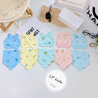 Sét mũ kèm yếm 2 món chất đẹp họa tiết đáng yêu cho bé sm17