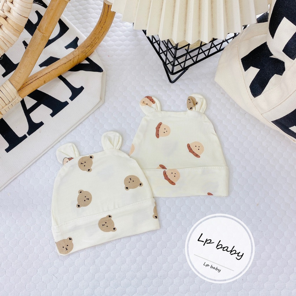 Mũ sơ sinh THUN PETIT NỀN VÀNG MỀM MỊN CO GIÃN TỐT họa tiết đáng yêu cho bé M23