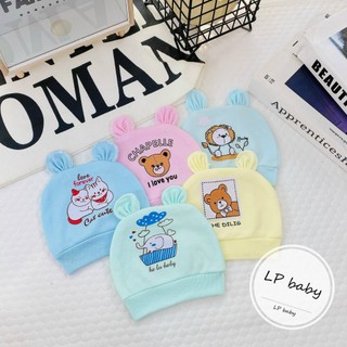Mũ sơ sinh cotton họa tiết 2 tai đáng yêu cho bé m22