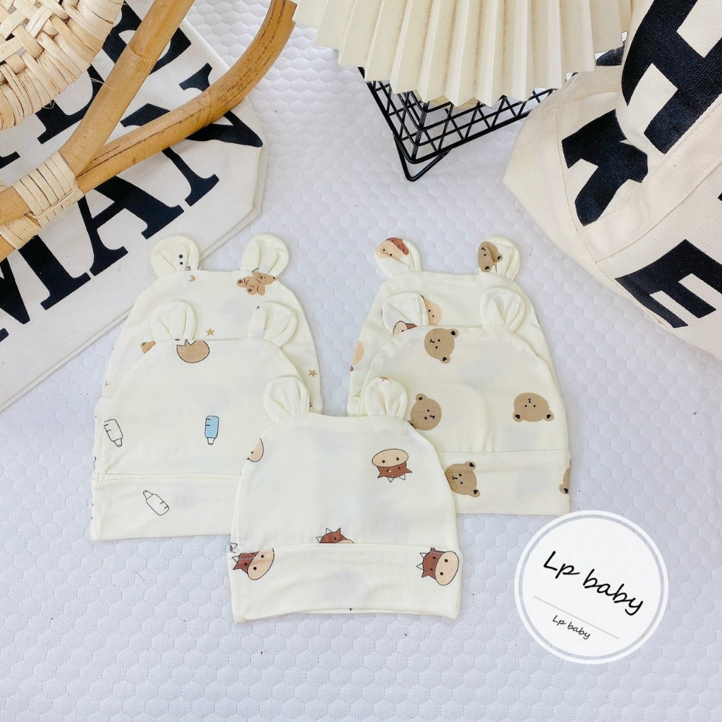 Mũ sơ sinh THUN PETIT NỀN VÀNG MỀM MỊN CO GIÃN TỐT họa tiết đáng yêu cho bé M23