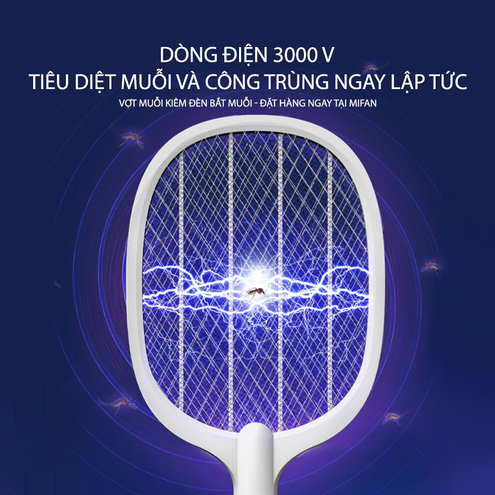 Vợt Muỗi kiêm Đèn Bắt Muỗi 2 trong 1 Pin sạc MaxSpect máy bắt muỗi sử dụng đèn uv - Bảo hành 12 tháng  VM01