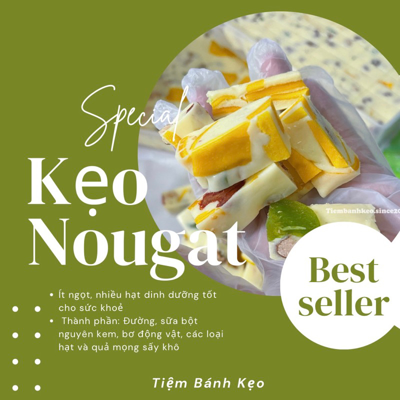 Kẹo NOUGAT Mix Hạt Dinh Dưỡng Trái Cây Ít Ngọt - Tiệm Bánh Kẹo Healthy Vanilla