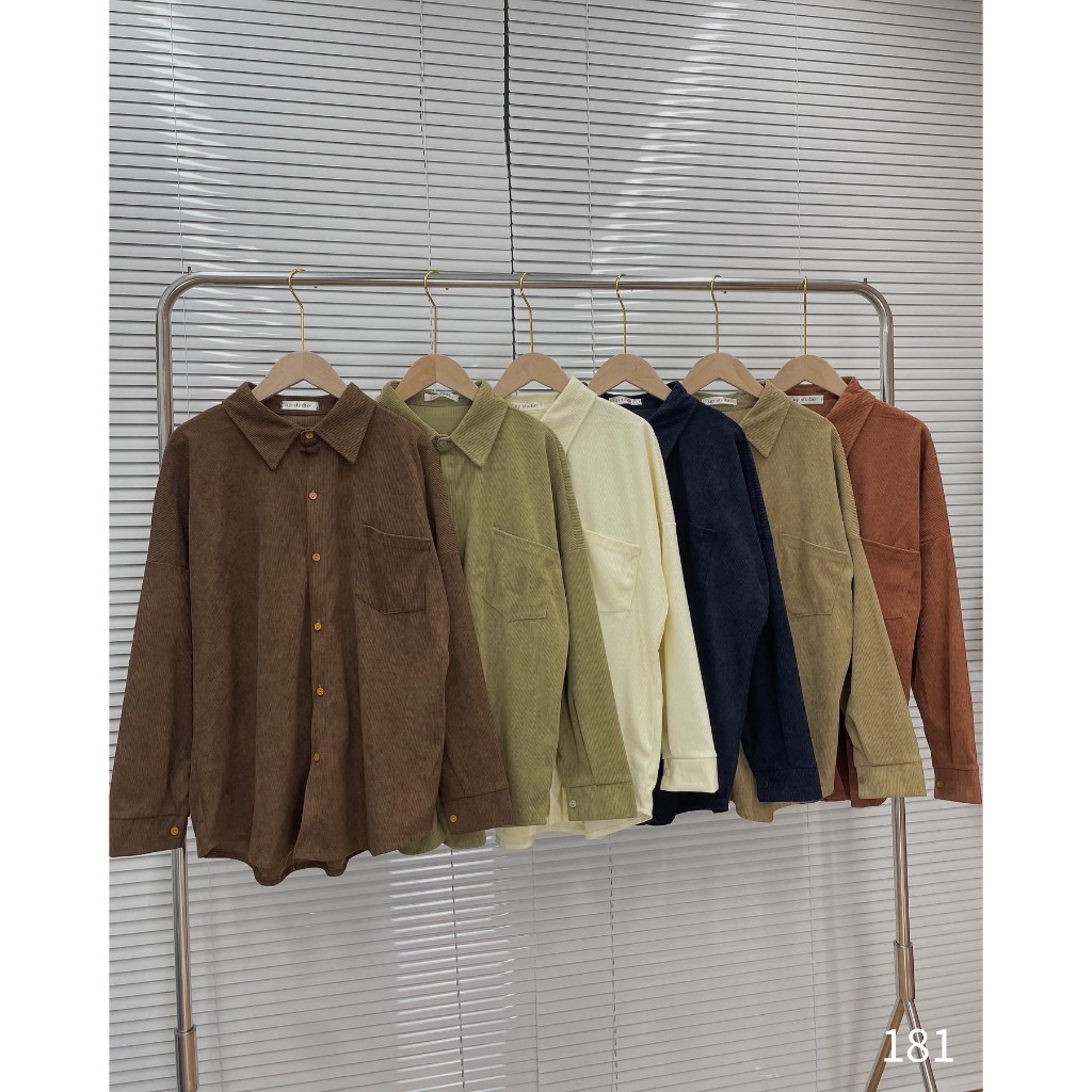 Áo sơ mi nhung tăm 2 màu oversize Sominhungtam181_P0K19