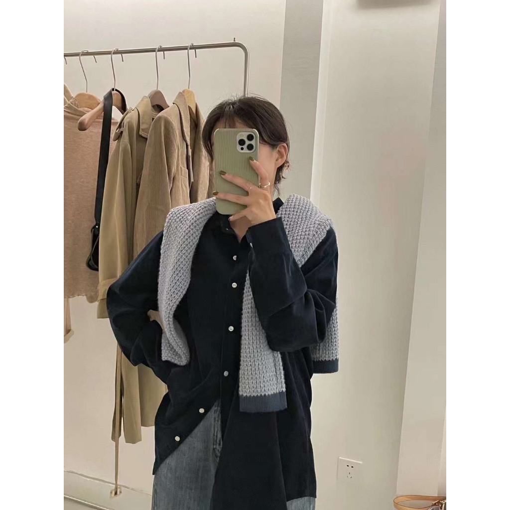 Áo sơ mi nhung tăm 2 màu oversize Sominhungtam181_P0K19