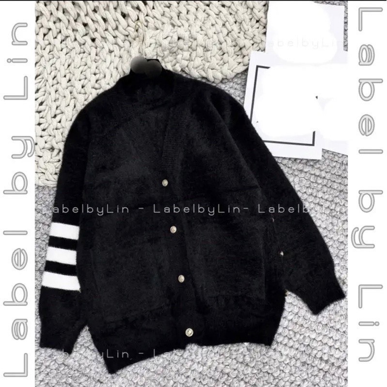 Áo Khoác Cardigan Lông Thom Trắng Đen Form Rộng Hót Hít