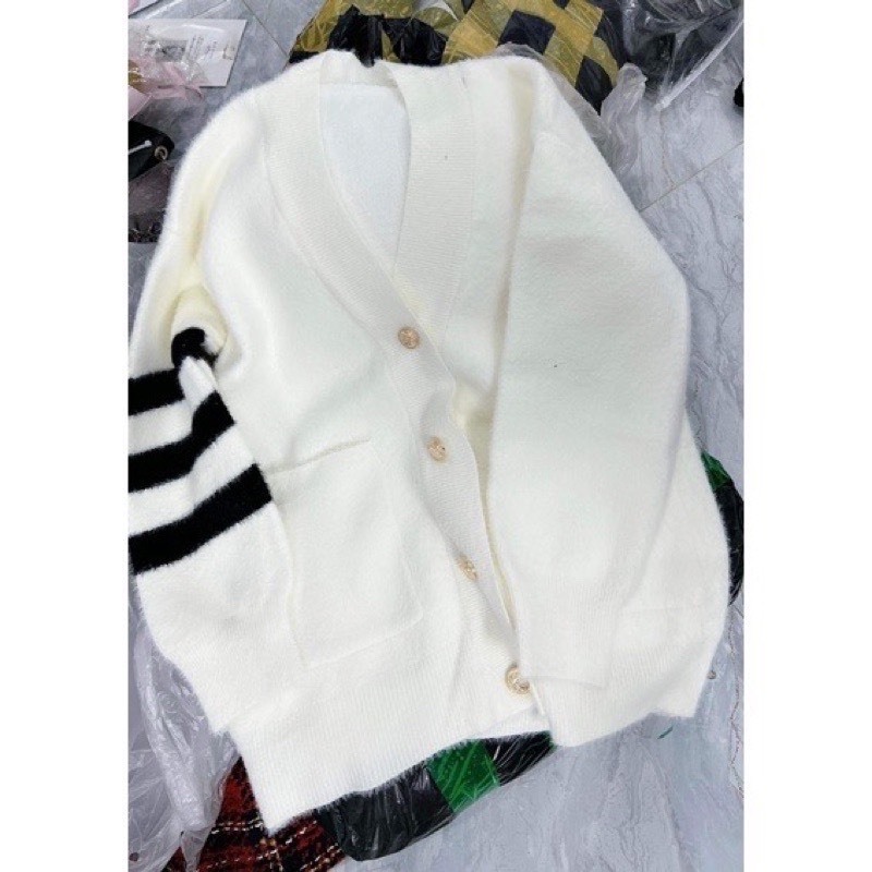 Áo Khoác Cardigan Lông Thom Trắng Đen Form Rộng Hót Hít