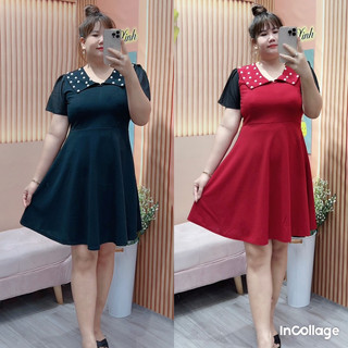 ĐẦM XOÈ CỔ SEN ĐÍNH HẠT SIÊU SANG BIGSIZE Nữ từ 60kg đến 95kg