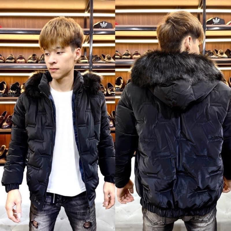 Áo khoác phao nam phong cách trẻ trung có mũ lông tại xưởng may AKANO