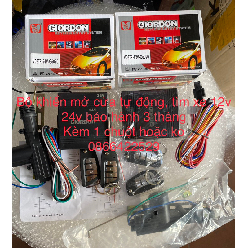 Bộ khiển đóng mở cửa từ xa , lock cửa bảo hành 3 tháng 12v hoặc 24v kèm chuột mẫu g6090 kèm phôi chìa xe tải ,xe hơi