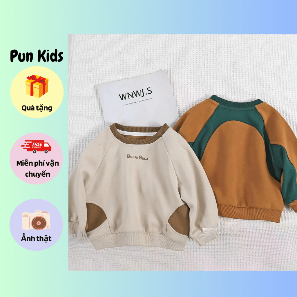 Áo sweater nỉ da cá cho bé trai bé gái từ 9-19kg