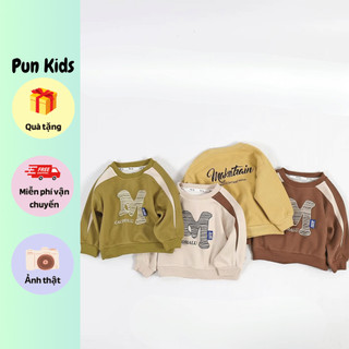 Áo sweater nỉ da cá chữ M cho bé trai bé gái từ 9-19kg AMĐ38