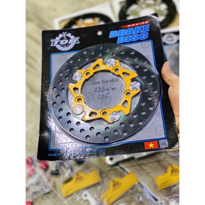 Dĩa thắng sau TQ6 khoen inox cho Ex150 Ex155 size 220mm đi heo brembo 2pis