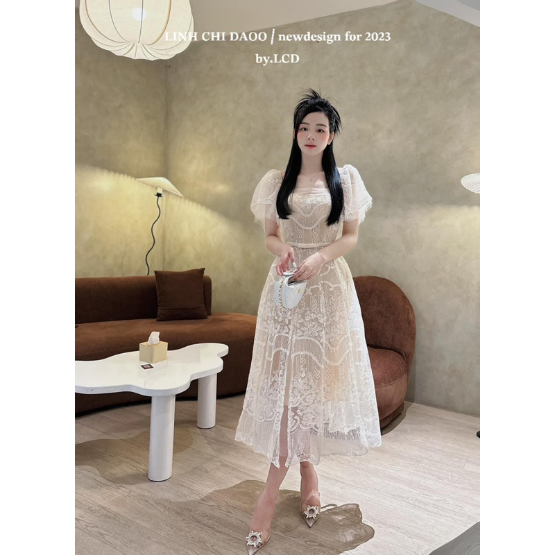 Váy Ren Tiểu Thư Bồng Bềnh Sang Chảnh