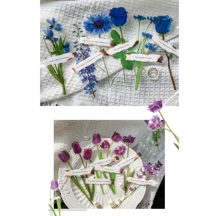 Set Sticker Hoa Lá 🍁SIÊU ĐẸP 🍁Hình Dán Hoa Trang Trí Sổ Bullet Journal Ép Nhựa PVC