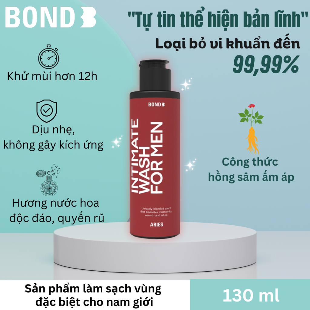 Dung dịch vệ sinh nam cao cấp BOND Thái Lan, ấm áp quyến rũ, hương nước hoa, 45ml & 130ml
