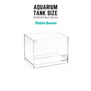 Bể cá mini kích thước D30xR18xC18cm nâng đáy 2cm