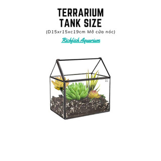 Bể kính Terrarium ngôi nhà D15xR15xC19cm mở cửa nóc phía trên