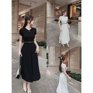 Đầm váy thời trang nữ,đầm cổ tròn dáng dài kèm nịt thanh lịch xinh xắn 2 màu tôn dáng phù hợp đi làm,đi chơi,cafe