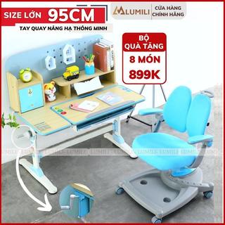 bàn học chống gù cao cấp S9 cho bé, bàn học sinh thông minh mẫu mới nhất kích thước lớn, điều chỉnh độ cao, ghế cấp