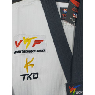 Võ phục TAEKWONDO cổ đen/cổ đỏ đen