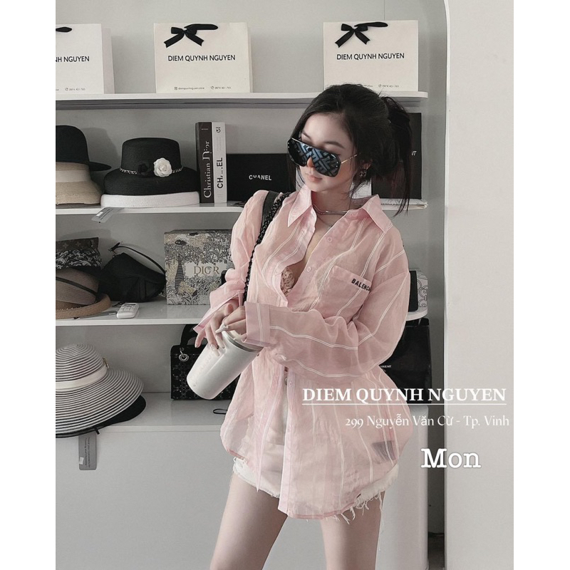 Áo Sơmi Giấy Balen Kẻ Hot Hit (Kèm Túi Móc)