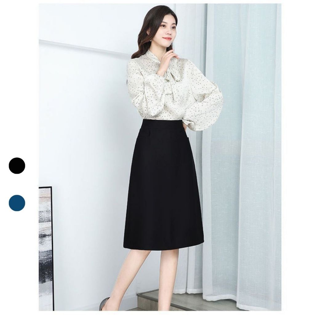Chân Váy Chữ A Dài 65cm Cạp Cao Có Túi 2 Bên Phù Hợp Mặc Đi Làm Nơi Công Sở - Chanmi M294