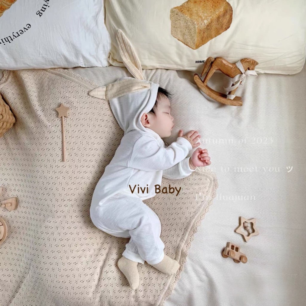 Body Tai Thỏ Dài Tay Cotton Cho Bé Trai Bé Gái  Vivi Baby