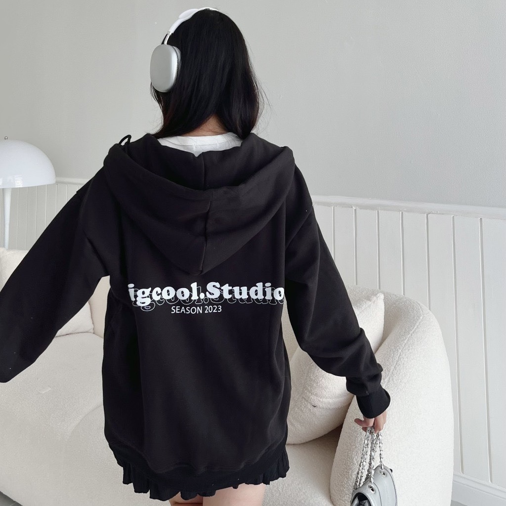 ÁO HOODIE ZIP NỈ BÔNG KHÓA KÉO MIGCOOL, ÁO KHOÁC FORM RỘNG DÂY KÉO BASIC