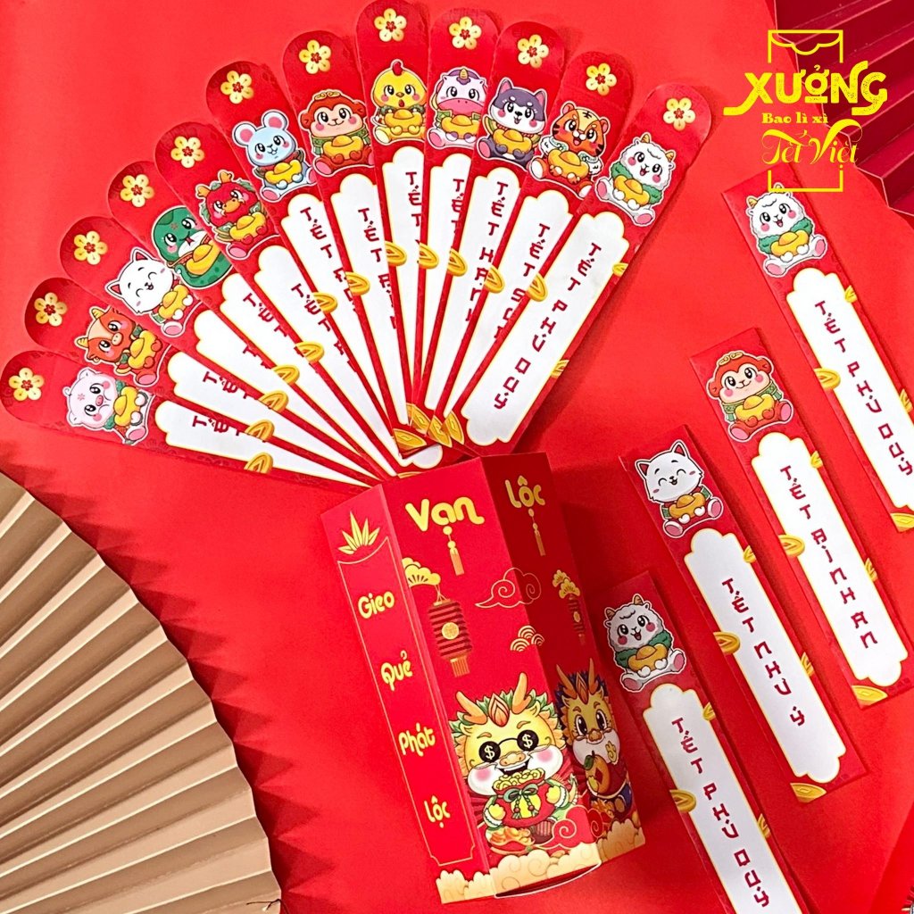 Lì Xì Gieo Quẻ 2024 Nhiều Mẫu 12 Con Giáp Combo 1 Hộp + 12 Quẻ Lì Xì Tết Giáp Thìn - BỐ KHỦNG LONG