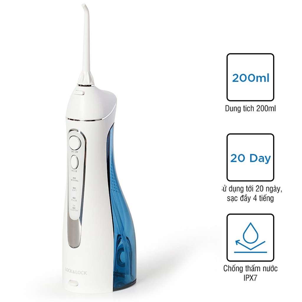 Máy tăm nước không dây Lock&Lock Cordless Oral Irrigator ENR156BLU 200ml